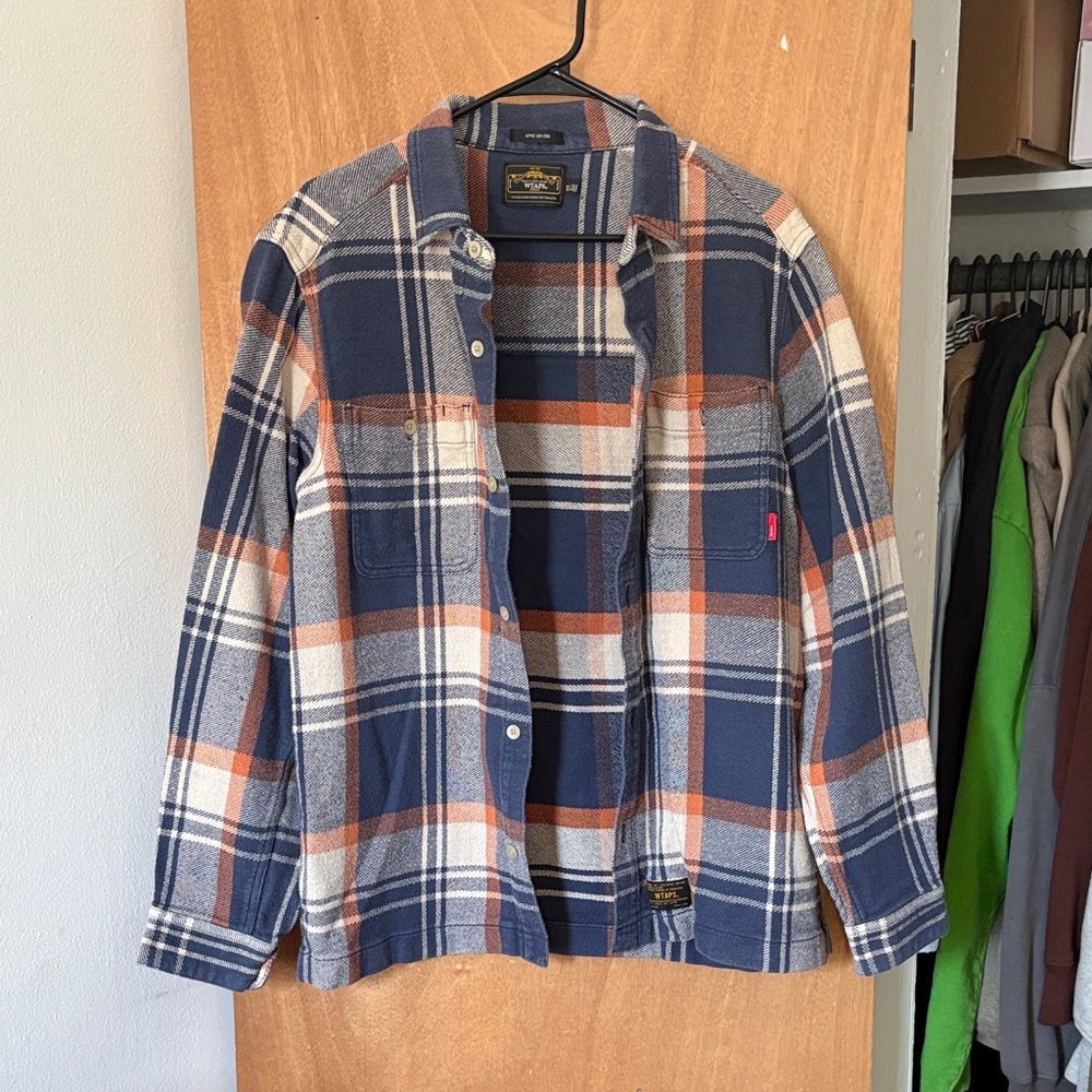 WTAPS Blue and Orange Plaid Shirt Jacket